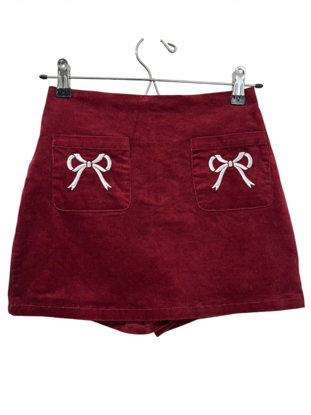 Alter’d State Fine Corduroy Bow Pockets Skort - Burgundy